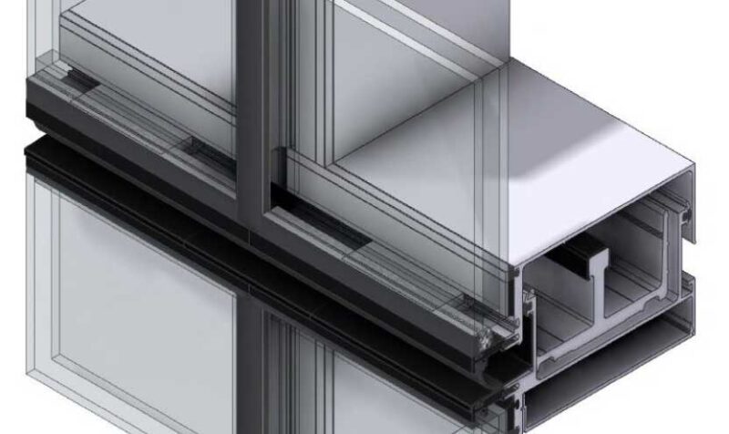 aluminium curtain wall section